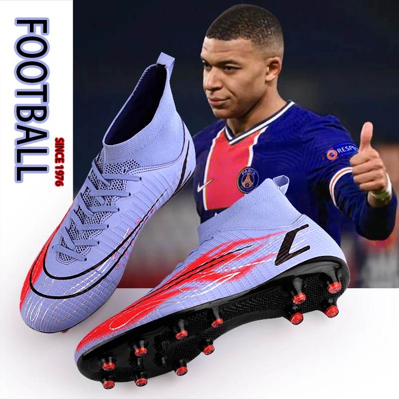 Zapatos de fútbol de calidad para niños, botas de Mbappe, calzado de entrenamiento para hombre y mujer, calzado TF/AG Zapatos de fútbol antideslizantes, resistentes al desgaste, ultraligeros, cómodos y respirabl _ -