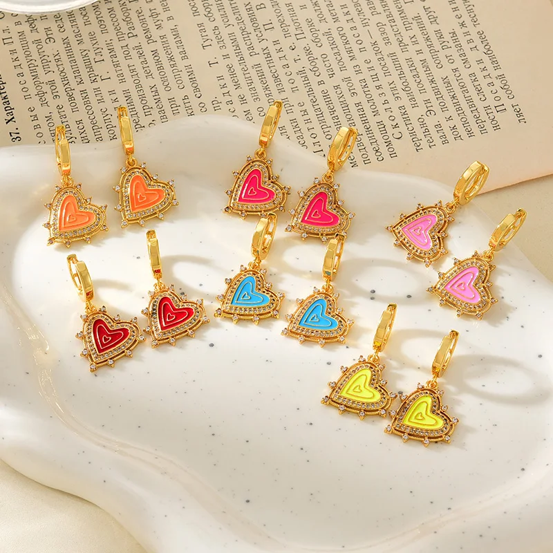 

Copper zirconium-encrusted oil drop earrings