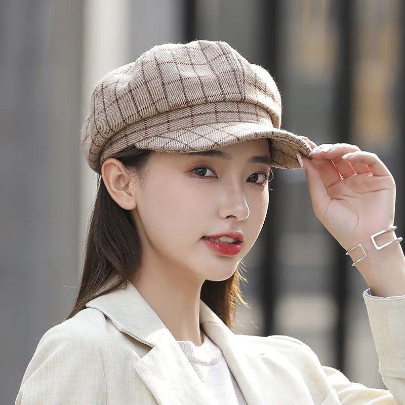 Women's Newsboy Hats, Imitation Wool Cabbies Beret, Tweed, Paperboy Cap