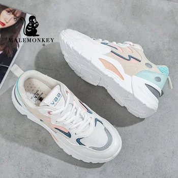 Platform Sneakers Women Cacual Shoes 2022 Spring Autumn Student Shoes Breathable Non Slip Running Sport Shoes White Female Shoes 1