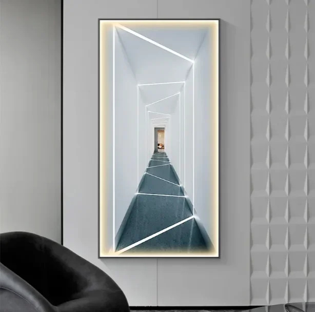 

Modern Living Room Sofa Background Wall Decoration Painting Horizontal LED Lamp Painting Luminous Bedroom Bedside Painting