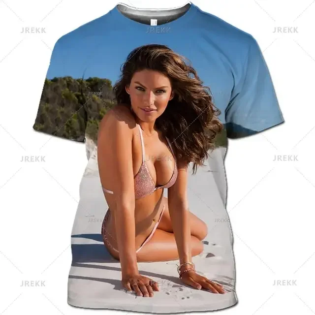thumbnail image 1 of Camiseta con estampado 3D para hombre, ropa de calle informal, holgada, cómoda y transpirable, Bikini Sexy de verano, 1 of 5