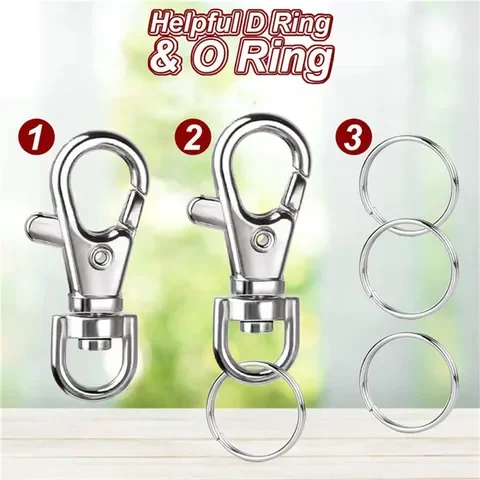 

10Pcs Premium Swivel Lanyard Snap Hook With Key Chain Rings Metal Lobster Claw Clasps For Crafting Jewelry Finding