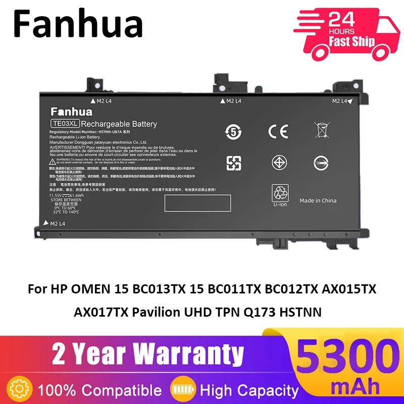 

Аккумулятор для ноутбука Fanhua 11,55 в TE03XL для HP OMEN 15-BC013TX 15- BC011TX BC012TX AX015TX AX017TX Pavilion