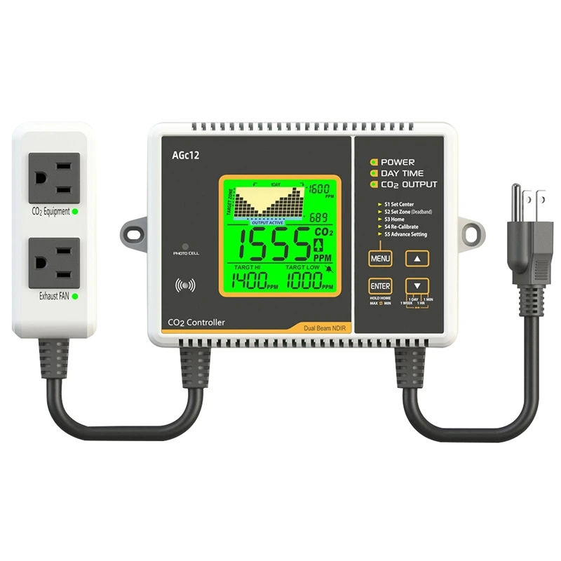 

CO2 Controller Carbon Dioxide Controller NDIR CO2 Sensor CO2 Meter Monitor For Green House US Plug