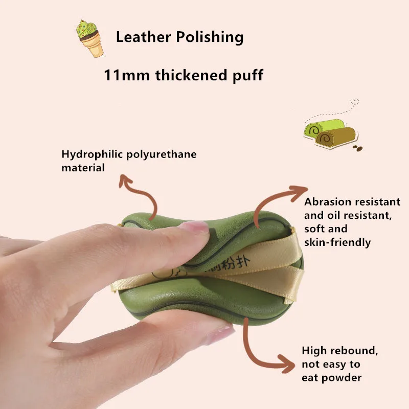 Yaozhi 4pcs Leather Makeup Puff Super Soft Do Not Eat Powder Liquid Foundation Air Cushion Blending Sponges  Cosmetic Applicator 5