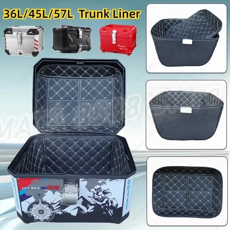 Universal Square Box Motorcycle Trunk Liner Universal Electric Vehicle Tailbox Detachable Cushion Inner Liner 36L/45L/57L