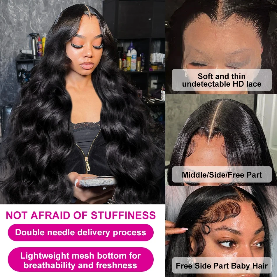 Hd Body Wave Glueless 6x6 Ready to Wear Lace Closure 250 Density Pre Plucked Water Wave Human Hair 13x6 13x4 Lace Frontal Wigs 4