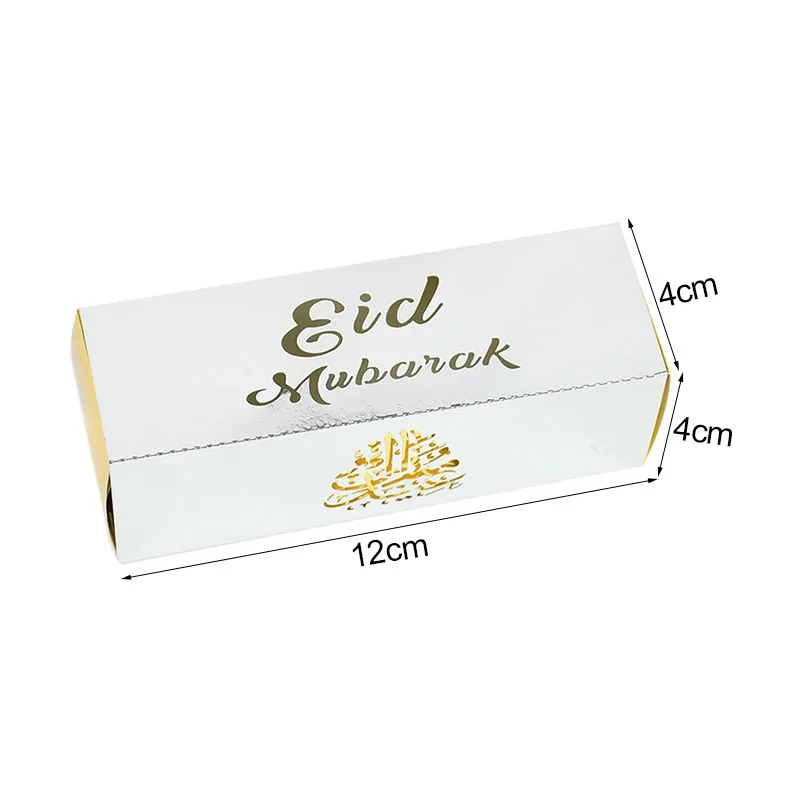 10pcs Eid Mubarak Chocolate Candy Box Ramadan Kareem Favor Gift Box DIY Islamic Muslim Festival Happy Al-Fitr Eid Party Supplies