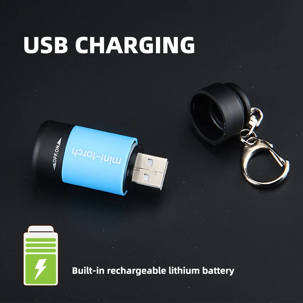 MINI USB Rechargeable Flashlight Keychain Torch Finger Light Camping Light