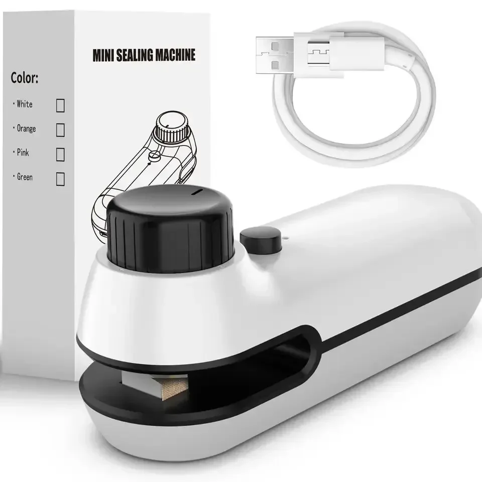 Portable Bag Sealer Rechargable 2 In 1 Mini Heat Sealer Storage Bag Plastic Package Snack Sealer Clip Handheld USB