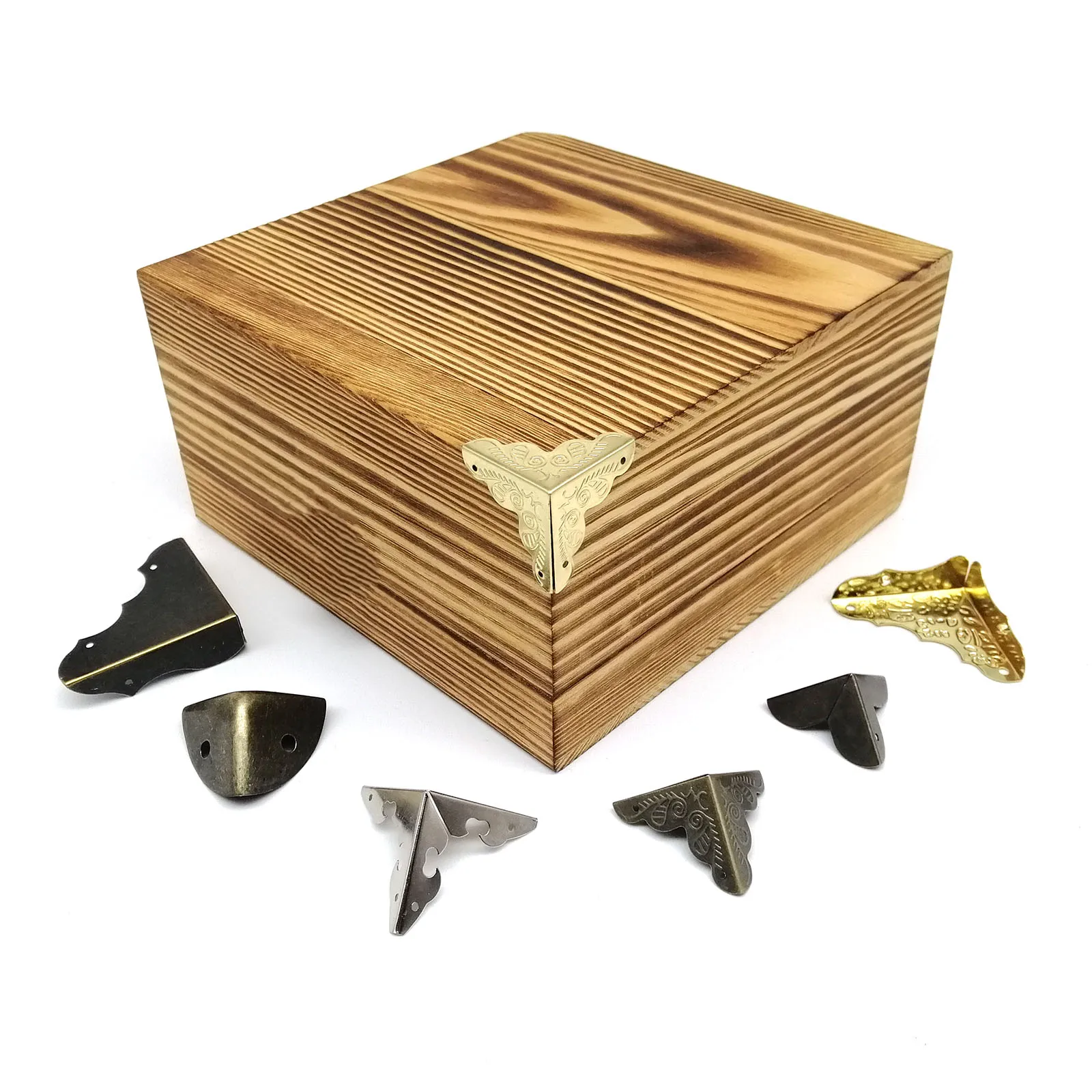 Decorative Corner Cover 12pcs for Jewelry Chest Wine Gift Box Wooden Case Suitcase Antique Brass Bronze Golden Silver DIY