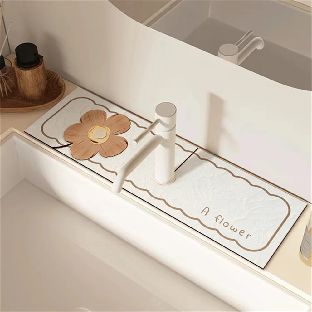 

Classic Sink Faucet Drain Pad Table Mat Absorbent Pad Toilet Diatom Mud Non-slip Anti-mildew Mat for Kitchen Countertop Dining