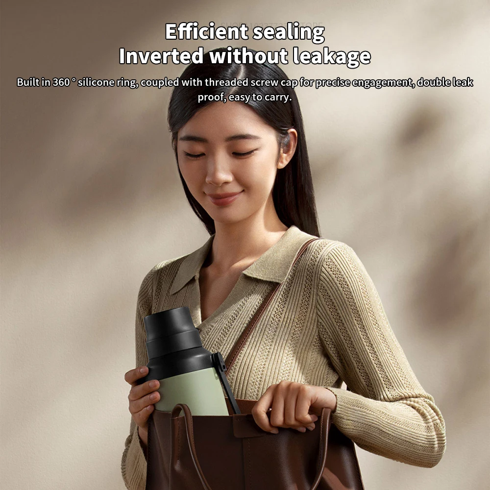 오리지널 미지아 1L 단열 진공 물컵 대용량 316 스테인리스 스틸 라이너 24시간 냉온 유지