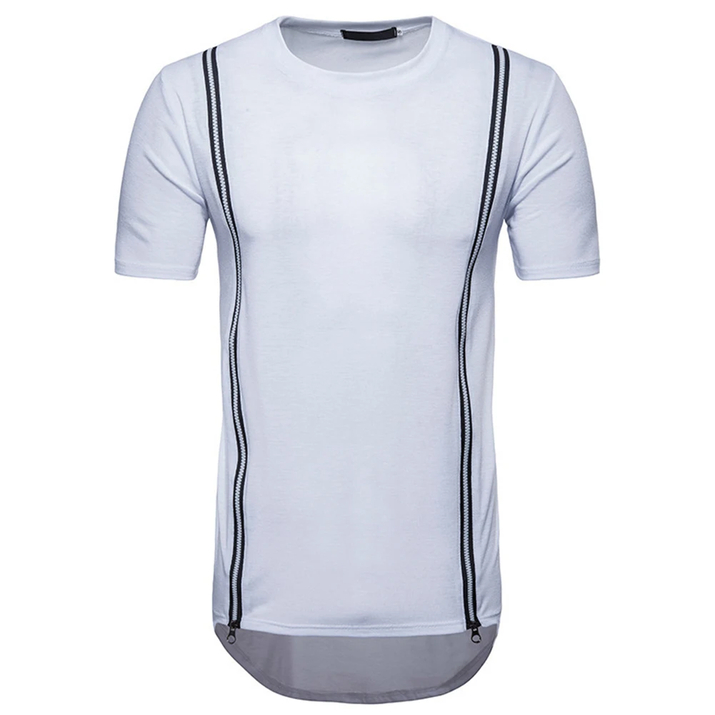 

Мужская повседневная Приталенная футболка на молнии с круглым вырезом и коротким рукавом, нательная рубашка, топ для мышц