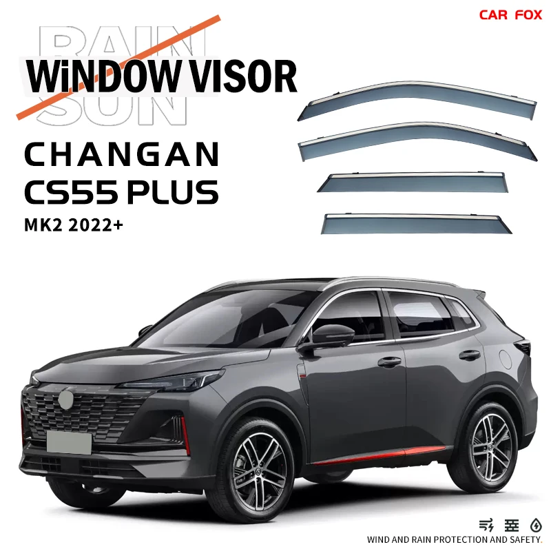

For CHANGAN CS55 Plus 2017-2022+Plastic Window Visor Vent Shades Sun Rain Deflector Guard 4PCS/SE For CHANGAN CS55 Plus 2017-202