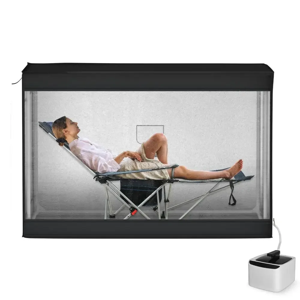 2-Person Portable Steam Sauna Tent Chair Remote Control 1400W 4L 270lbs 75" Tall 104-131°F Home Relaxation Spa 2