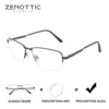 ZENOTTIC (XXL Size) Half Rimless Prescription Glasses Man Optical Eyeglasses High-quality Metal Square Progressive Eyeglass