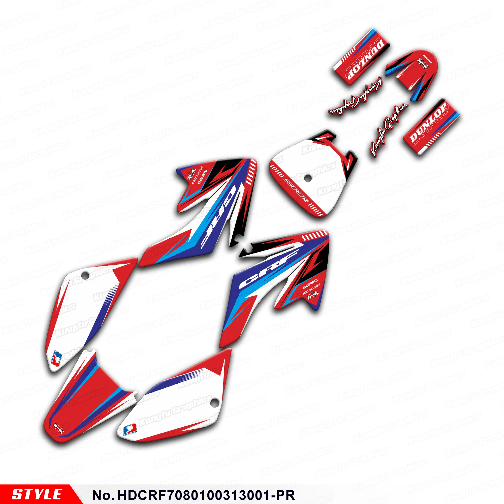 

Motorcycle Graphics Racing Sticker for Honda CRF 70 2003-2013 & CRF 80 100 2004-2010, HDCRF7080100313001-PR