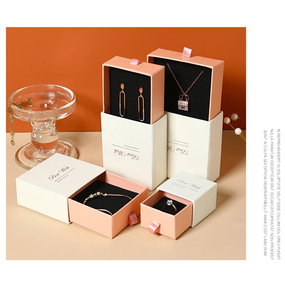 24pcs Bulk White Black Pink Boxes Small luxury Cardboard Paper Sliding Drawer Gift Greetings Boxes Necklace Earrings Rings Box