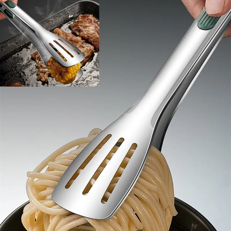 Anti-Slip Stainless Steel Kitchen Food Tongs Grill Meat Bread Serving Clip Barbecue Clamp 7/9/12 Inch Cooking Accessories