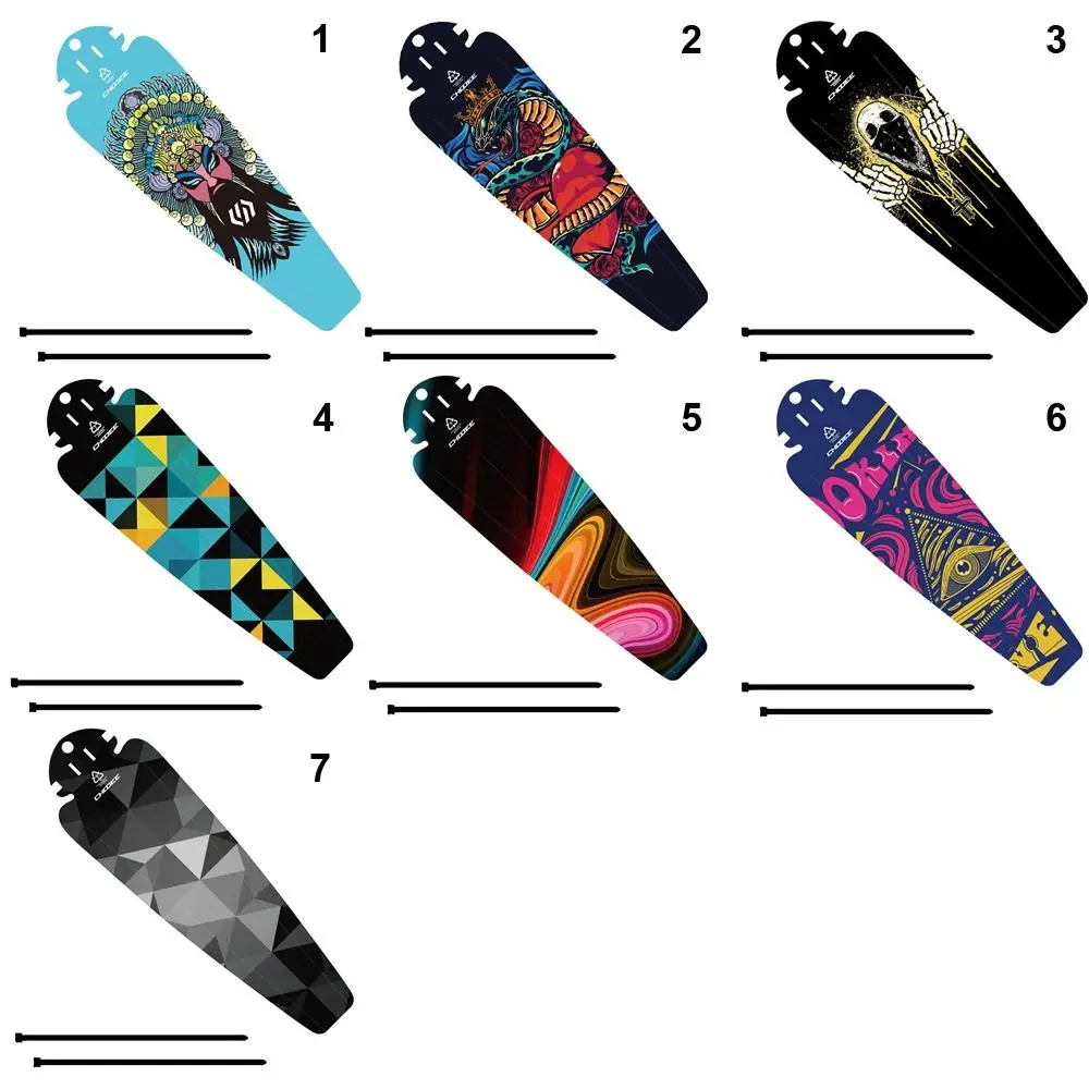 Bicycle Fender Plastic Printed Pattern Bike Saddle Rear Mudguard Removable Wings