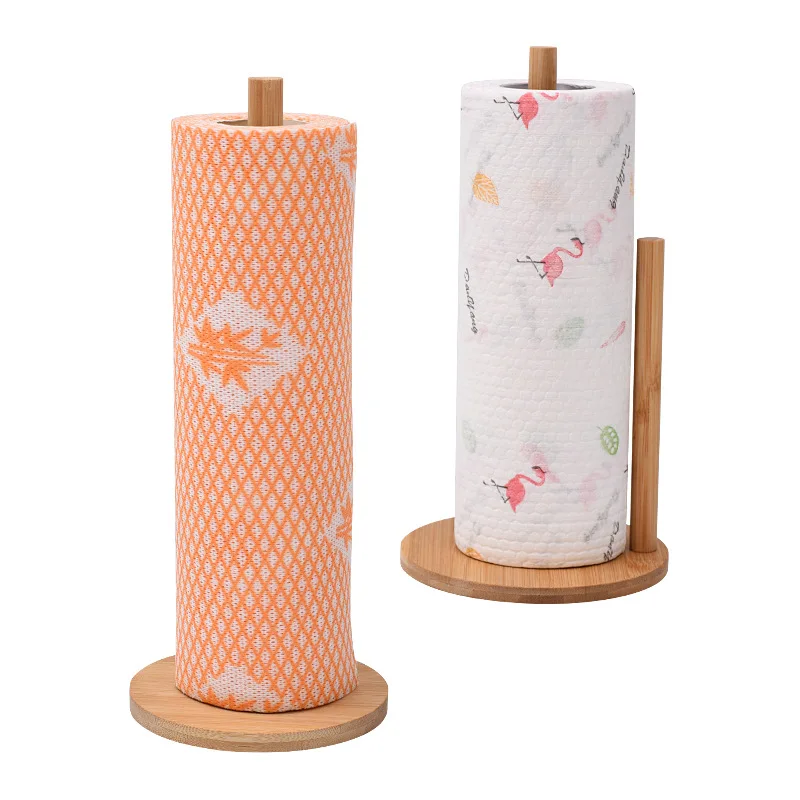 대나무 수직형 키친타월 홀더, 다용도 주방/욕실 정리함 (티슈, 랩 등)