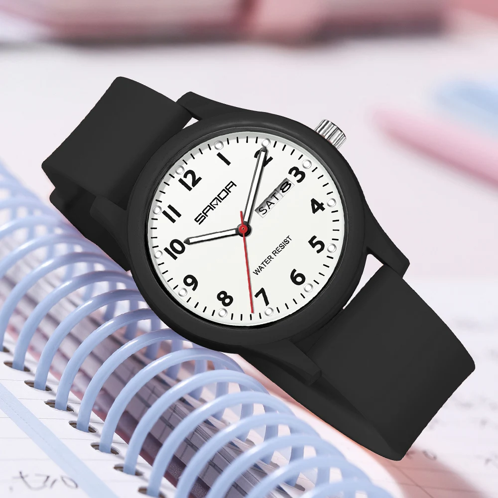 SANDA Men Watch Silicone Strap Fashion Casual Waterproof Luminous Clock Unisex Wristwatch Date Week Sport Man Watches 2