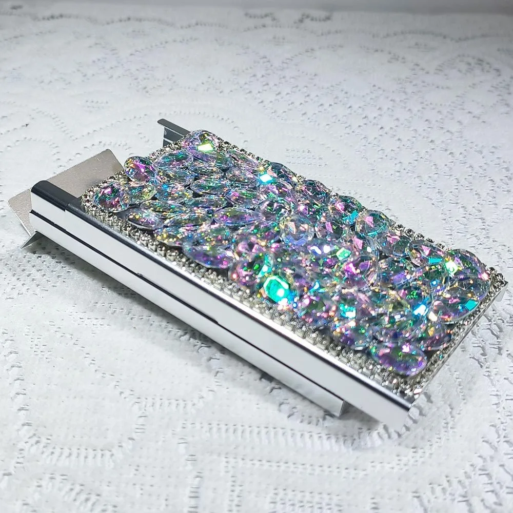 Elegant Rhinestone-Embellished Slim Cigarette Case