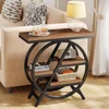 End Table Set of 2, 3-Tier Narrow Sofa Side Table with Storage for Living Room, Wood End Table with Geometric Metal Frame, Indu 5