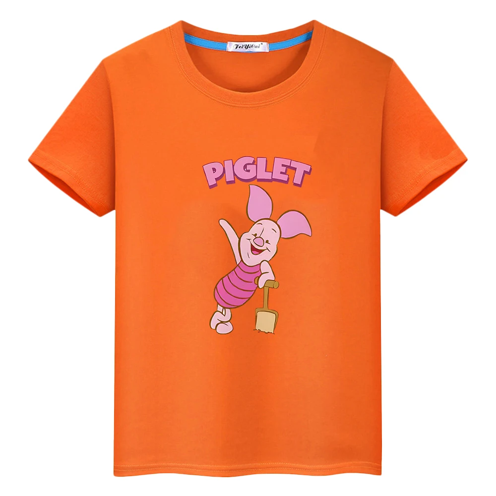 

Disney Print 100%Cotton t shirt for kids boys 10years anime Short y2k one piece Pooh Bear pride tshirt Kawaii Tops girls clothes