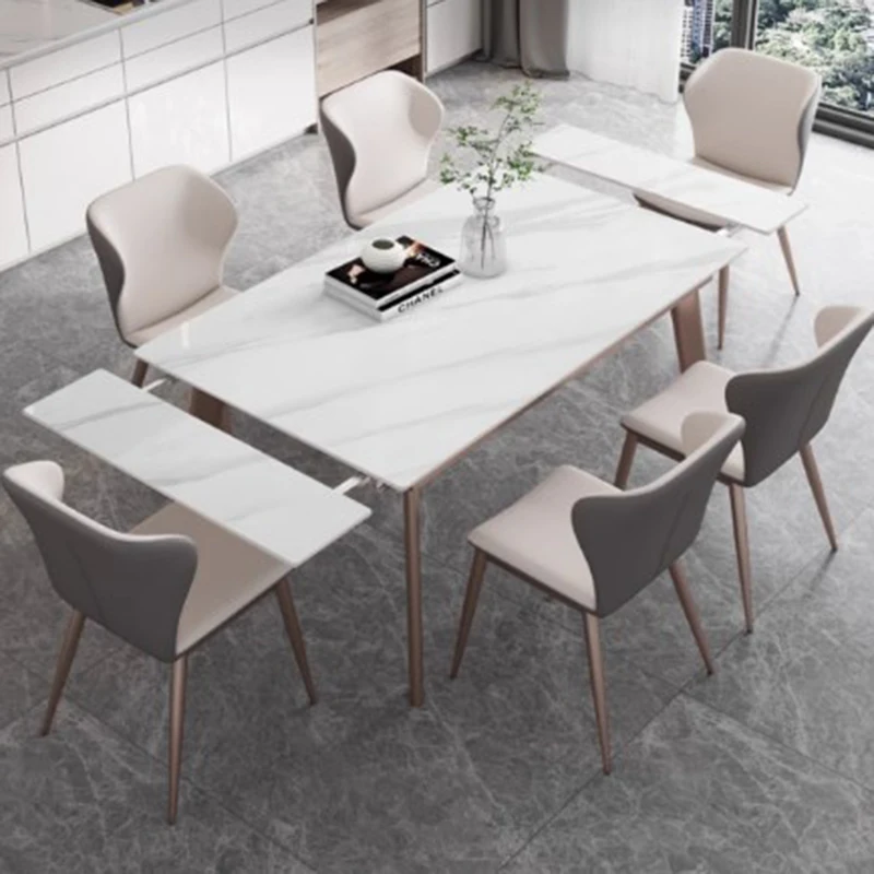 

Nordic White Dining Table Extendable Luxury Large Space Saving Dining Table Kitchen Floor Muebles De Cocina Home Furniture