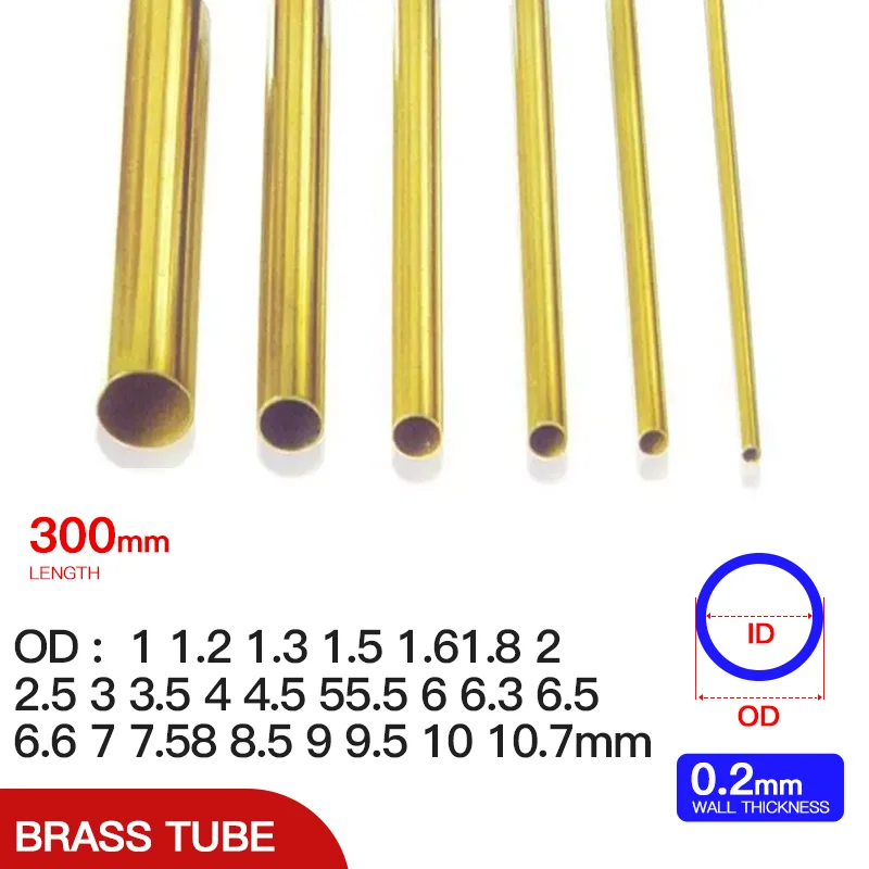 2-15 Stück Messingrohr, 0,2 mm Wandstärke, 1-11 mm Außendurchmesser, Messingrohr, gerades Rohr, dünnwandig, kleiner Durchmesser für den Kleinhandel – Detail 1