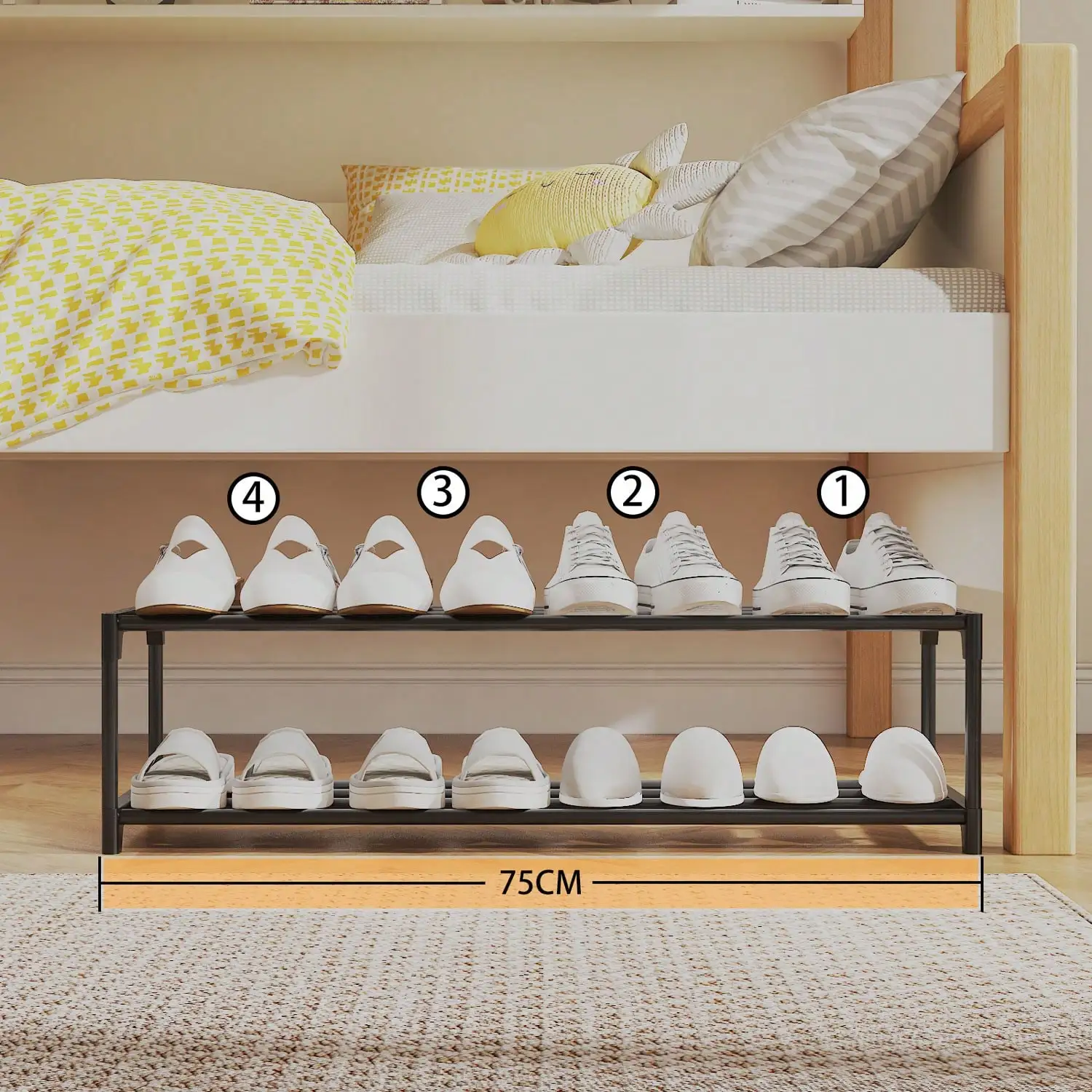 Shoe Rack 1pc Multifunctional Shoe Rack Under The Bed Removable Storage Rack Resistant Nail-free Installation Storage Racks