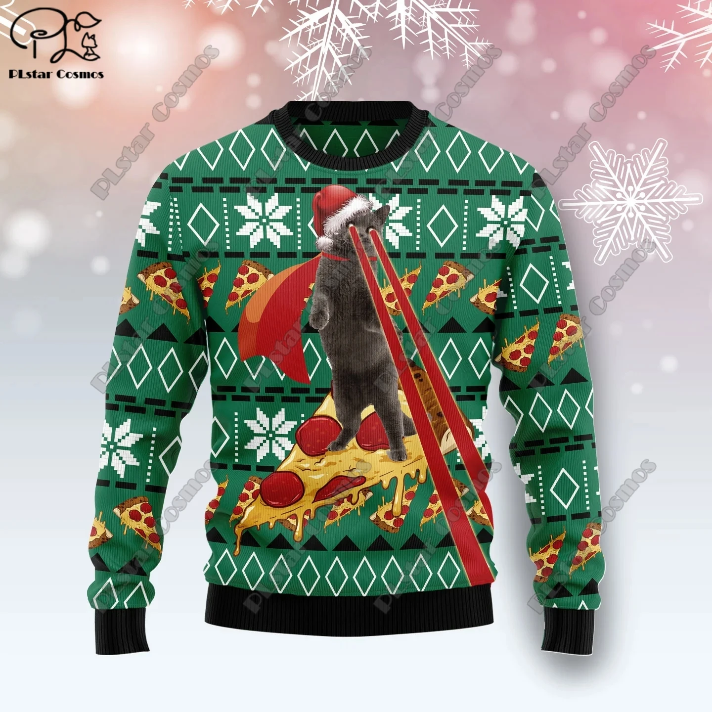 

New 3D printed Christmas elements Christmas tree Santa Claus pattern art print ugly sweater street casual winter sweater S-6