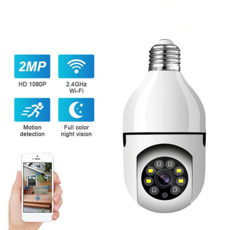 

Camera HD 1080P E27 Bulb Wifi 360 Degree Indoor Mini Smart Home Auto surveillance Full Color Night Vision Security Monitor