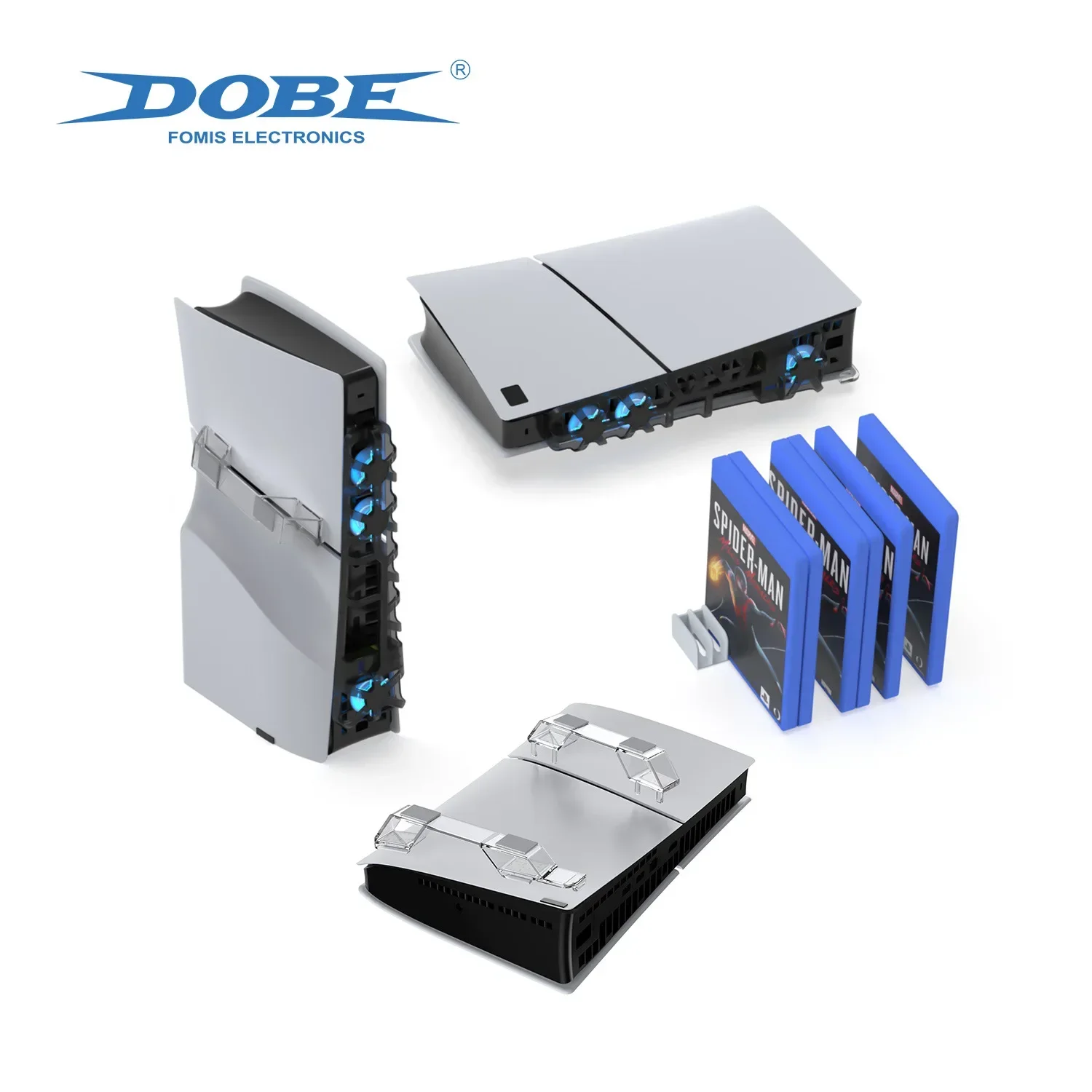 TP5-35129 for PS5 slim host universal rear Blu ray cooling RADIATOR fan+disc storage rack+simple horizontal bracket set