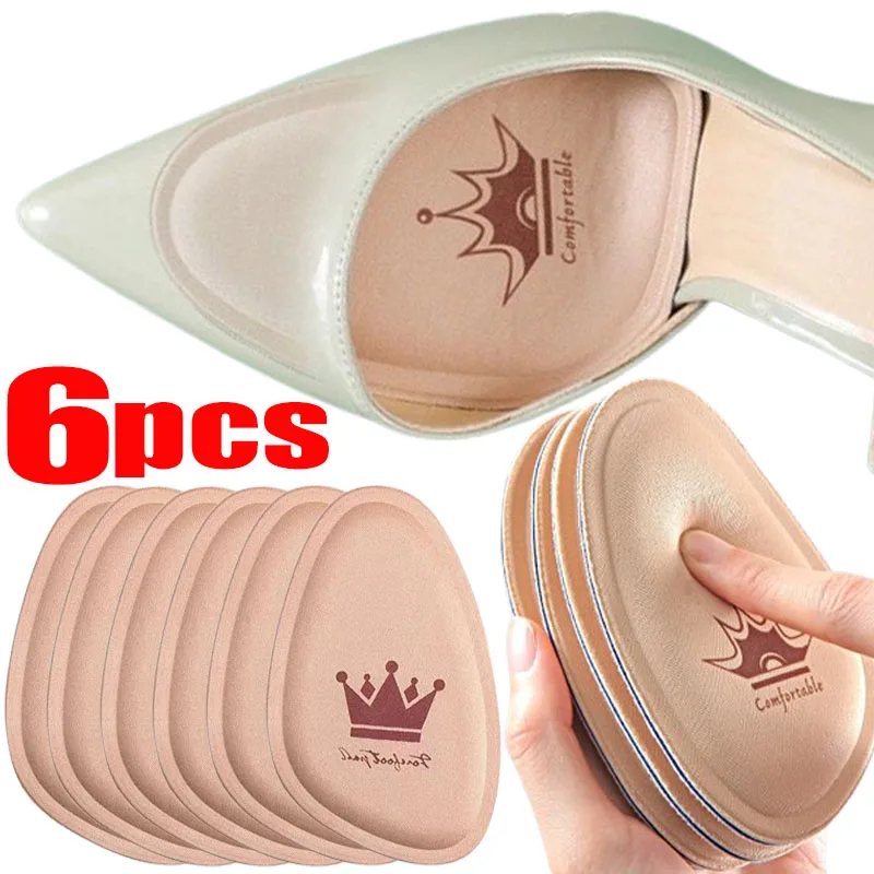 

2/6pcs Women's Forefoot Pads Forefoot Insert Half Size Insoles Non-slip Sole Shoe Breathable Sweat Absorbing Foot Pads for Shoes