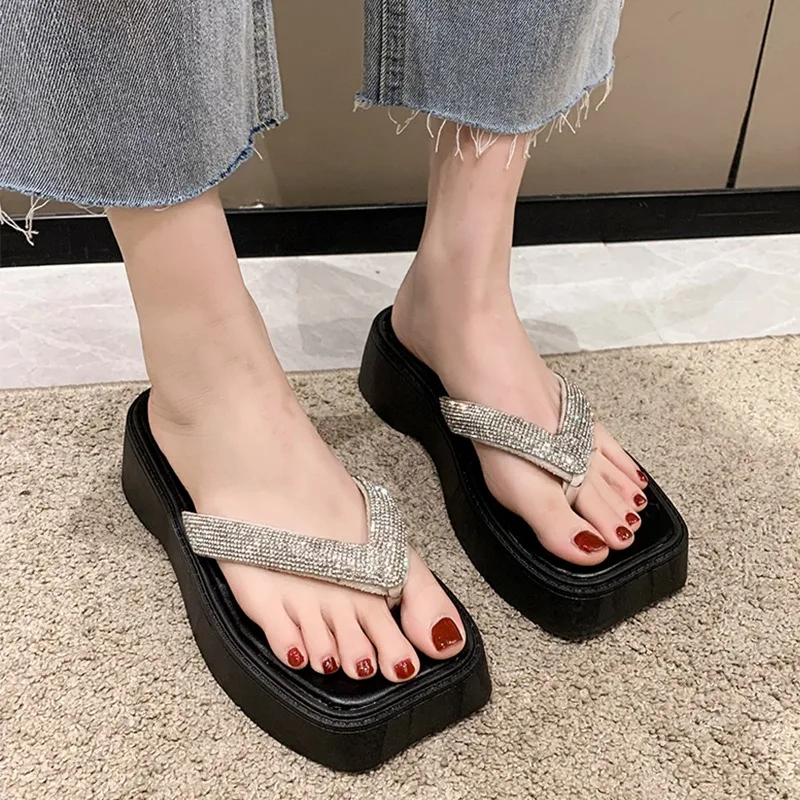 

Summer Flats Platform Women Flip Flops Shoes New 2024 Crytal Sandals Trend Slingback Slippers Shoes Beach Slides Mujer Zapatos