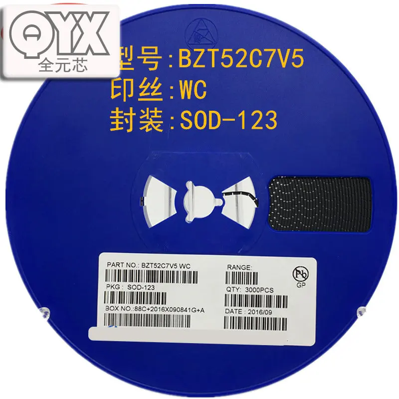 

1000 шт./лот 1206 BZT52C7V5 silkscreen WC SOD-123 7,5 V SMD Диод Зенера