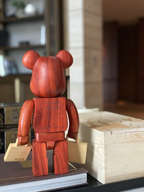 Bearbrick 400% 28cm Porter x Karimoku x Medicom Toy three-party joint  African rosewood Porter suitcase Bear - AliExpress