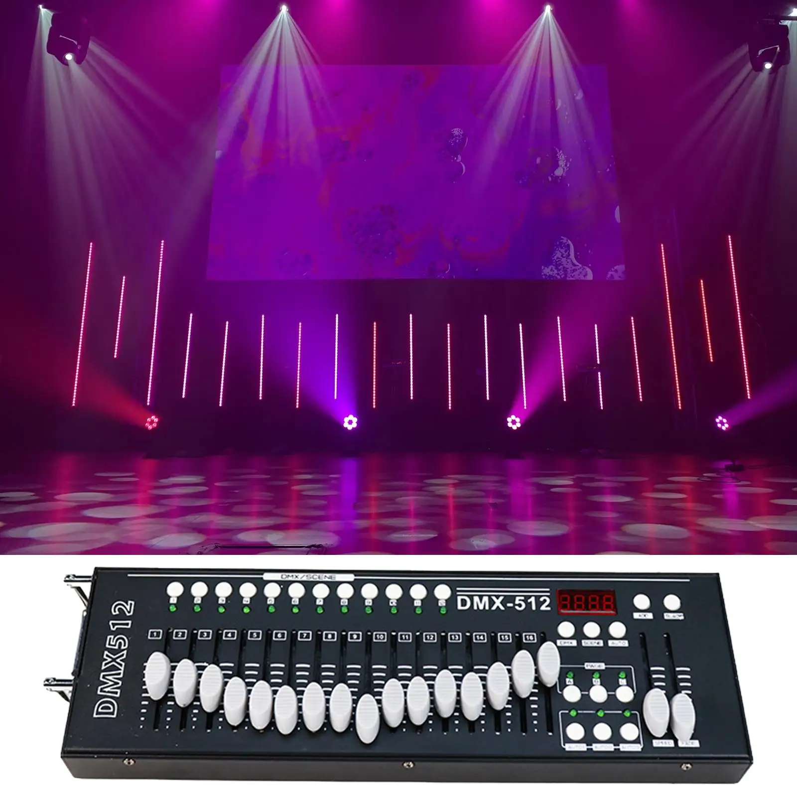 

Dmx 512 DJ Light Controller Multipurpose 16 Channel Practical Console Controller for Concert KTV Pub Live Broadcast Room Party