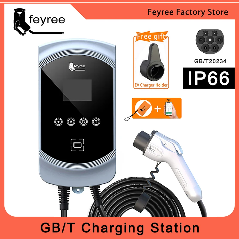 Feyree Ev Charger Gb/T Socket 32A 7Kw 1 Fase 16A 11Kw 3 Fasi 22Kw App Control Stazione Di Ricarica Per Veicolo Elettrico Evse Wallbox