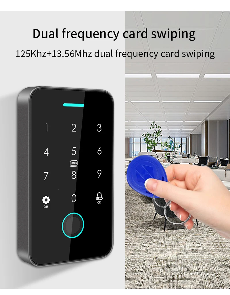 13.56Mhz Rfid Card Keypad Waterproof Tuya APP Door Lock Door Access Control Syst