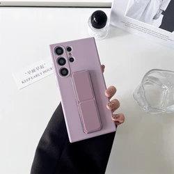 Magnetic Kickstand Holder Hand Strap Phone Case with Stand Feature - Galaxy S23 Ultra (Light purple)