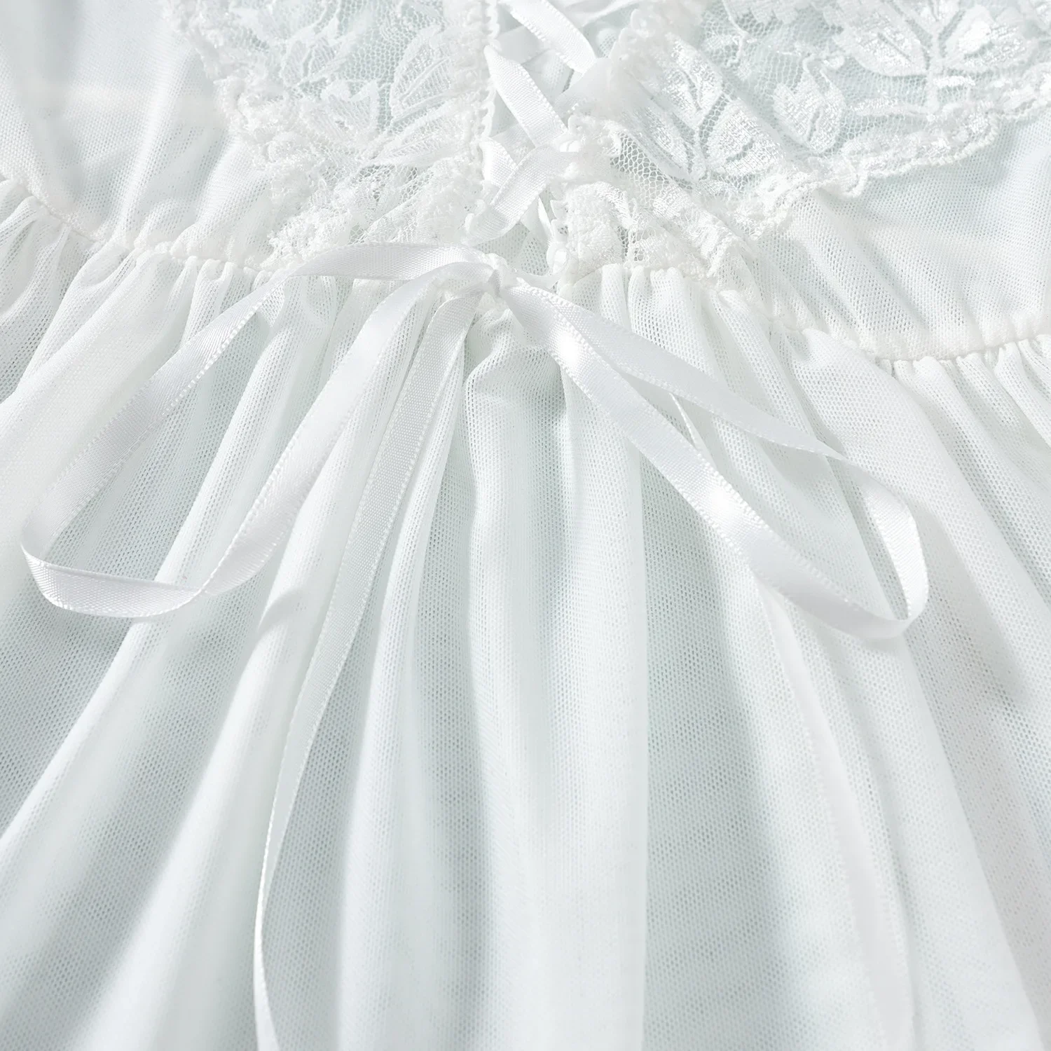 White Lace Babydoll Set styled for boudoir photos, honeymoons, and special nights
