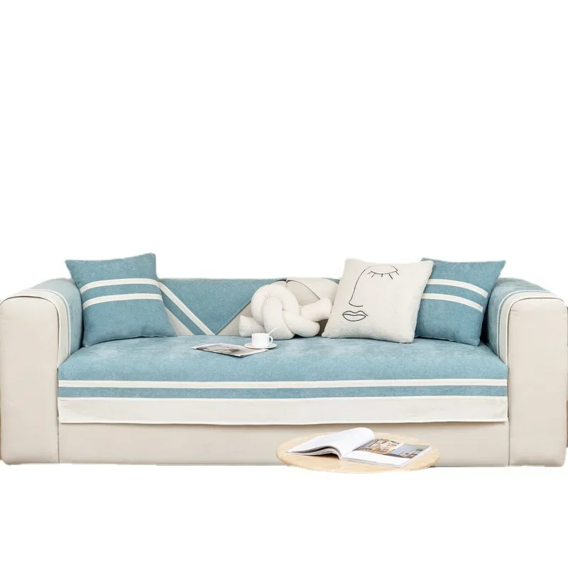 Nordic Sofa Cushion Light Luxury Modern Four Seasons Universal New 2023 Khaki Striped Cushion Cover Cover Towel 5