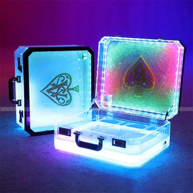New Ace of Spade LED Luminous Champagne Glorifier Display Case GlowBar Rechargeable Bottle Presenter For NightClub Party Lounge