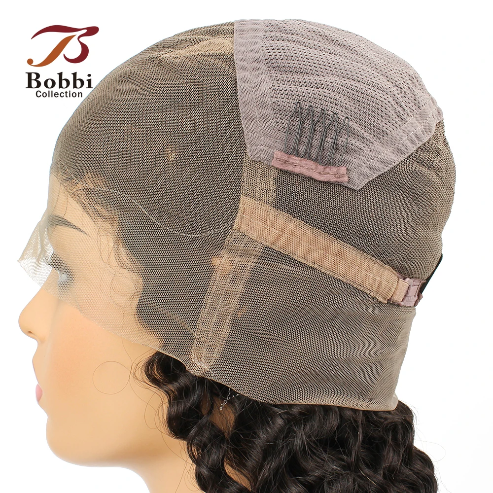 Full Lace Wig Human Hair Wig Deep Wave Pre-Plucked Transparent Lace with Baby Hair Natural Color Virgin Remy BOBBI