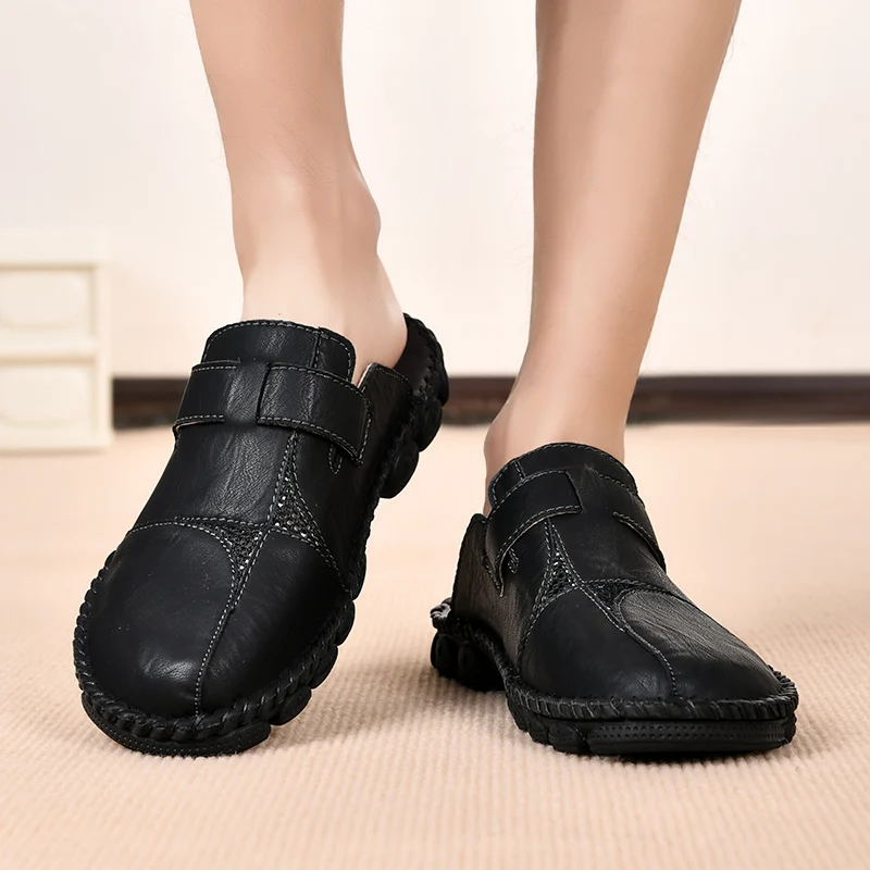 Summer Men Sandals Genuine Leather Mens Casual Shoes Outdoor Men Leather Sandals for Beach Shoes Roman mens